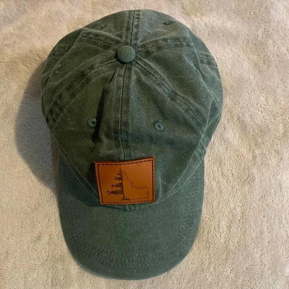 Pacific Headwear 300WC Green Idaho‎ Tree Leather Patch Hat Adjustable Cotton Cap